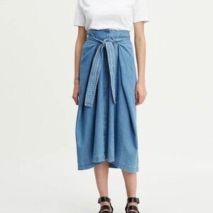 Levi's Denim Blue Tie-Waist Midi Skirt